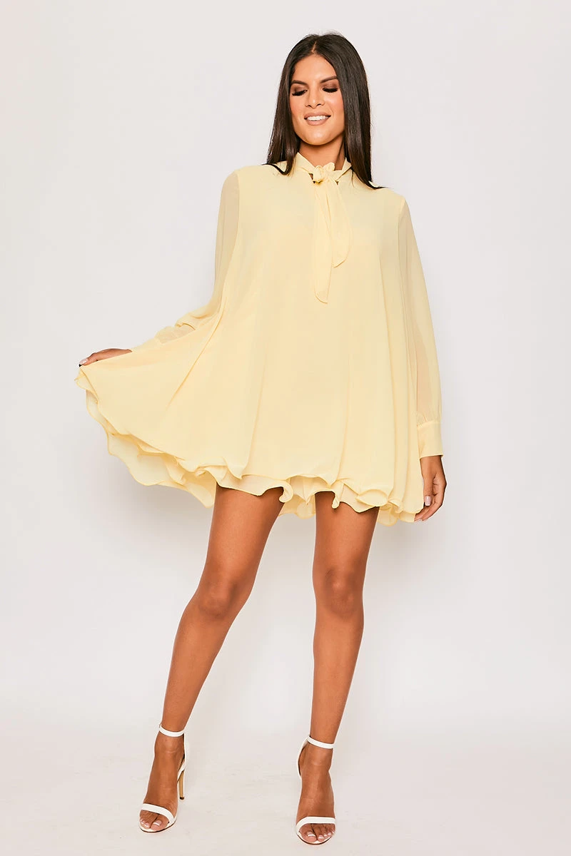 Chelsea - Lemon Frill Hem Day Dress 2 Chelsea - Lemon Frill Hem Day Dress - Image 2