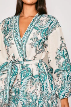 Marquis - Cream Paisley Belted Flare Mini Dress -Deals Sarto View Store 28 03 MISSG2 69874