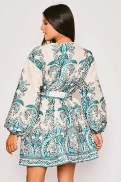 Marquis - Cream Paisley Belted Flare Mini Dress -Deals Sarto View Store 28 03 MISSG2 69886