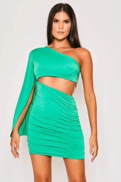 Carliegh - Green One Shoulder Cut Out Ruched Bodycon Dress 10 Carliegh - Green One Shoulder Cut Out Ruched Bodycon Dress -Deals Sarto View Store 28 03 MISSG2 70194