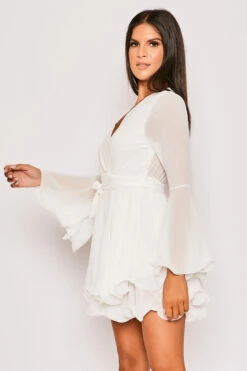 Hanella - White Chiffon Belted Skater Dress -Deals Sarto View Store 28 03 MISSG2 70601