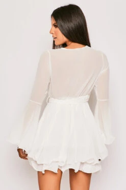 Hanella - White Chiffon Belted Skater Dress -Deals Sarto View Store 28 03 MISSG2 70611