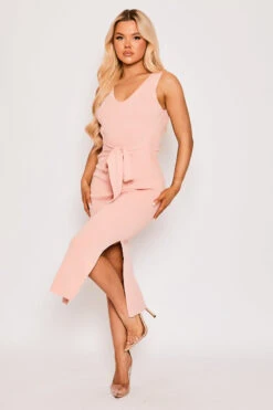 Luisa - Pink Knitted Tie Front Midi Dress -Deals Sarto View Store 28 03 MISSG2 70671