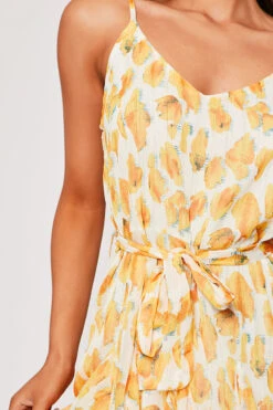 Larina - Yellow Strappy Floral Belted Long Sleeve Belted Day Dress -Deals Sarto View Store 28 05 MISSG 10894