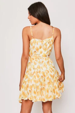 Larina - Yellow Strappy Floral Belted Long Sleeve Belted Day Dress -Deals Sarto View Store 28 05 MISSG 10905