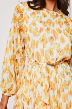 Delia - Yellow Foral Belted Long Sleeve Belted Day Dress -Deals Sarto View Store 28 05 MISSG 10949