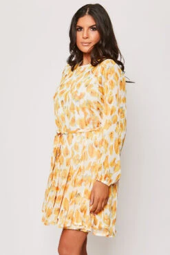 Delia - Yellow Foral Belted Long Sleeve Belted Day Dress -Deals Sarto View Store 28 05 MISSG 10954