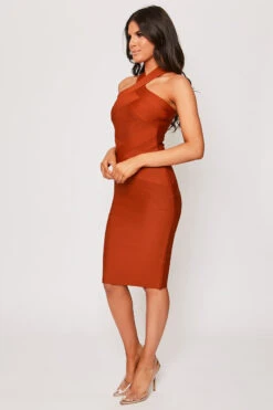Frankie - Rust Halter Neck Bandage Dress 10 Frankie - Rust Halter Neck Bandage Dress -Deals Sarto View Store 28 05 MISSG 11006