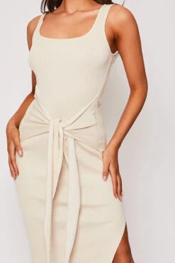 Luisa - Nude Knitted Tie Front Midi Dress 9 Luisa - Nude Knitted Tie Front Midi Dress -Deals Sarto View Store 28 05 MISSG 13833