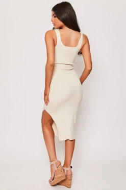 Luisa - Nude Knitted Tie Front Midi Dress 11 Luisa - Nude Knitted Tie Front Midi Dress -Deals Sarto View Store 28 05 MISSG 13846