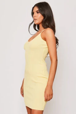 Ally - Yellow V Neck Ribbed Dress -Deals Sarto View Store 28 05 MISSG 14394