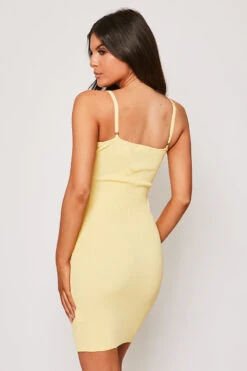 Ally - Yellow V Neck Ribbed Dress -Deals Sarto View Store 28 05 MISSG 14399