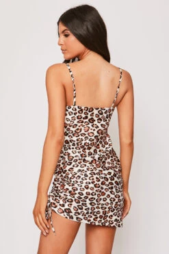 Kensie - Leopard Satin Cowl Neck Tie Side Bodycon Dress -Deals Sarto View Store 28 05 MISSG 14936