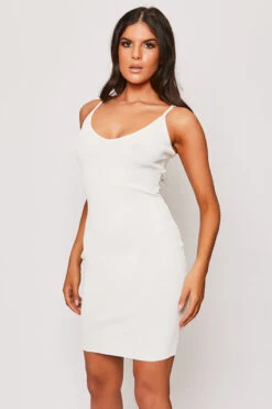 Ally - White V Neck Ribbed Dress 8 Ally - White V Neck Ribbed Dress -Deals Sarto View Store 28 05 MISSG 14953