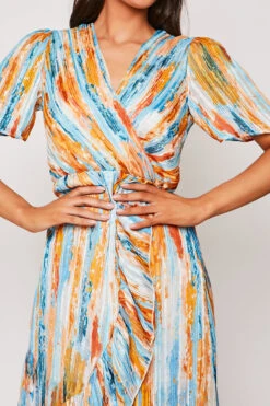 Kylissa - Blue Watercolour Print Wrap Midi Dress -Deals Sarto View Store 28 05 MISSG 15061