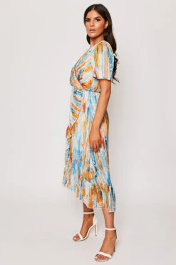 Kylissa - Blue Watercolour Print Wrap Midi Dress -Deals Sarto View Store 28 05 MISSG 15065