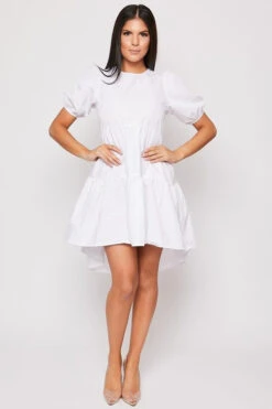 Mari - White Tiered Short Sleeve Smock Dress -Deals Sarto View Store 28 05 missg 3391.1590799484