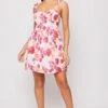 Kiera - Pink Floral Strappy A Line Mini Dress