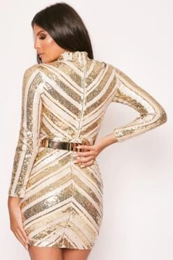 Golda - Long Sleeve Belted Bodycon Dress -Deals Sarto View Store 28 09 missg 6410