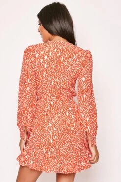 Khloey - Red & Gold Foil Printed Wrap Dress 7 Khloey - Red & Gold Foil Printed Wrap Dress -Deals Sarto View Store 28 09 missg 7106