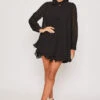 Chelsea - Black Frill Hem Day Dress