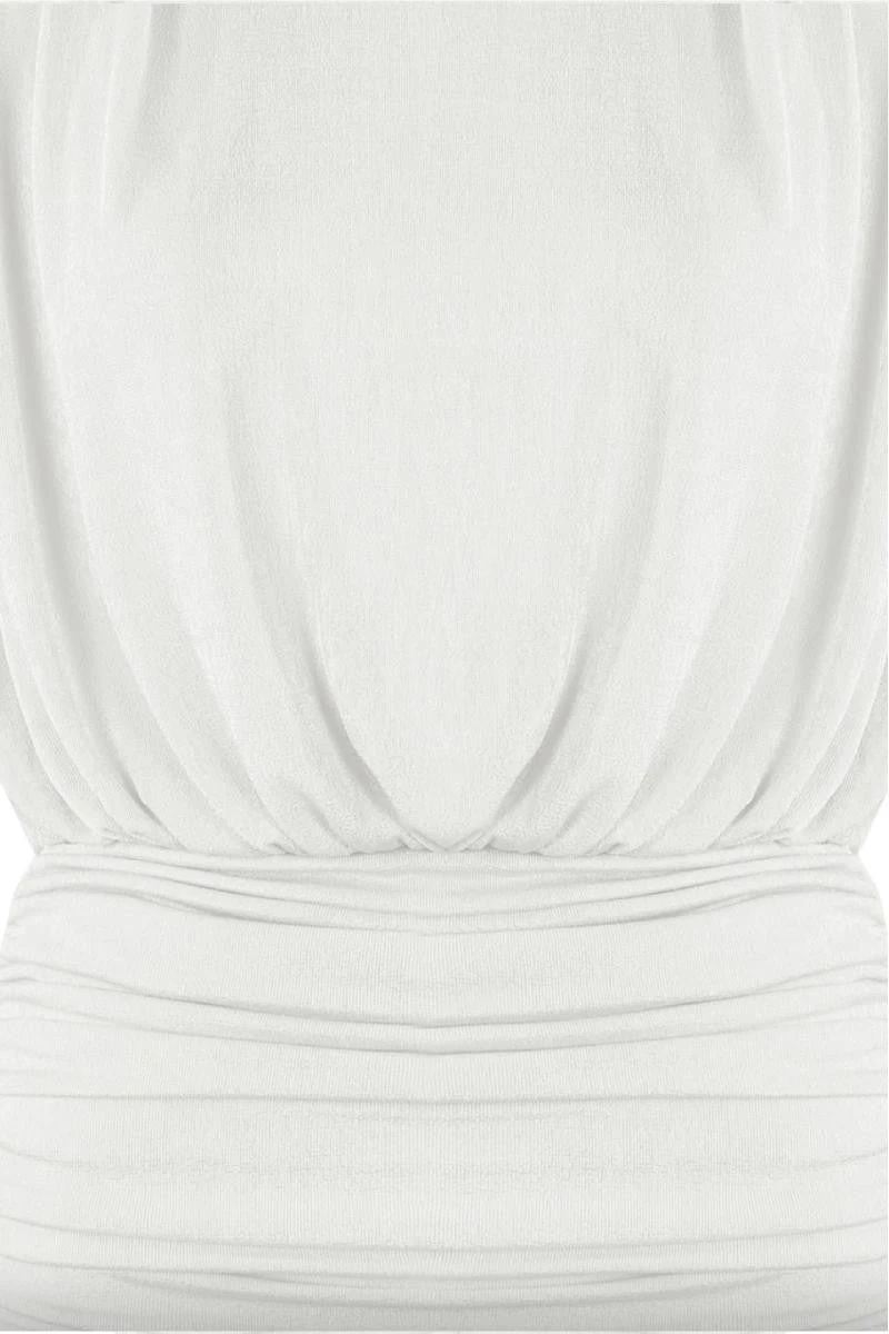 Renira - White Ruched Slinky Sleeveless Mini Dress 9 Renira - White Ruched Slinky Sleeveless Mini Dress - Image 9