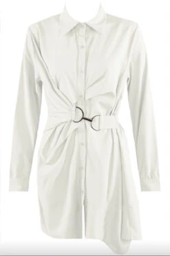Steffany - White D Ring Asymmetric Shirt Dress -Deals Sarto View Store 5 4335af59 24c9 4258 abf6 bfe236cbebfb