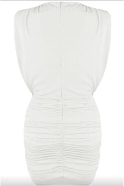 Renira - White Ruched Slinky Sleeveless Mini Dress 16 Renira - White Ruched Slinky Sleeveless Mini Dress -Deals Sarto View Store 6 14