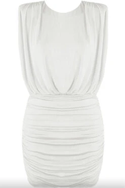 Renira - White Ruched Slinky Sleeveless Mini Dress 15 Renira - White Ruched Slinky Sleeveless Mini Dress -Deals Sarto View Store 7 10