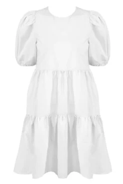 Mari - White Tiered Short Sleeve Smock Dress -Deals Sarto View Store 8 6
