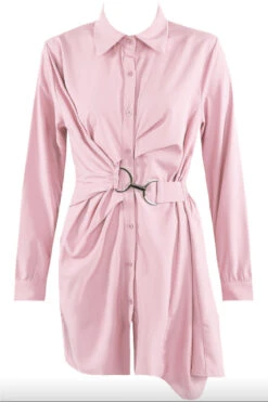 Steffany - Pink D Ring Asymmetric Shirt Dress -Deals Sarto View Store 8 c8b46175 3ef0 4a85 a53b 5faab3024c26