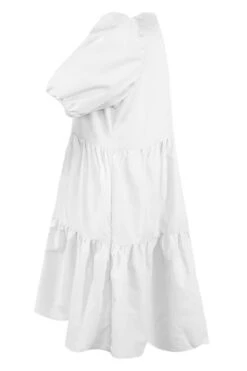 Mari - White Tiered Short Sleeve Smock Dress -Deals Sarto View Store 9 4