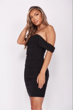 Millia - Black Slinky Draped Sleeve Ruched Mini Dress -Deals Sarto View Store Screenshot2021 08 26at20.00.59