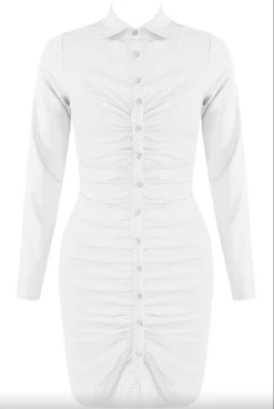 Erica - White Long Sleeve Ruched Shirt Dress -Deals Sarto View Store Screenshot2021 09 02at19.26.09