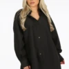 Amellina - Black Oversized Dip Hem Shirt