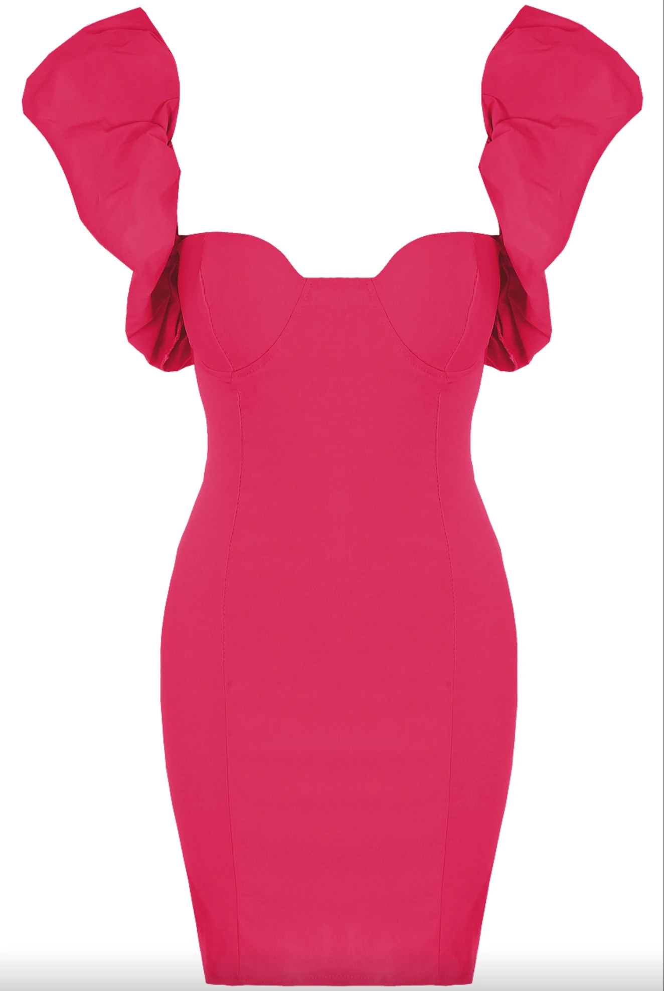 Hazel - Hot Pink Puff Sleeve Mini Dress 2 Hazel - Hot Pink Puff Sleeve Mini Dress - Image 2