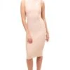 Analise - Blush High Neck Bandage Midi Dress