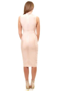 Analise - Blush High Neck Bandage Midi Dress -Deals Sarto View Store analise b5