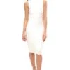 Analise - White High Neck Bandage Midi Dress
