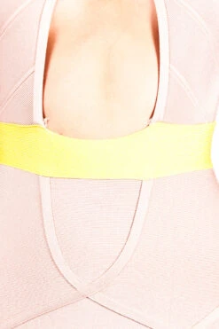 California - Nude & Yellow Cut Out Bandage Dress -Deals Sarto View Store california 9