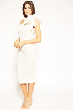 Poppy - White Scuba Ruffle One Shoulder Bodycon Dress -Deals Sarto View Store missg.april .201949249