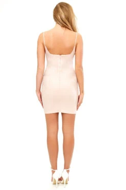 Rosalin - Blush Nude Basic Square Neck Suede Dress -Deals Sarto View Store missg.aug .201711970