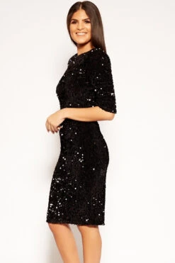 Louisette - Black Velvet Sequin Bodycon Dress -Deals Sarto View Store missg.dec2 .201843739