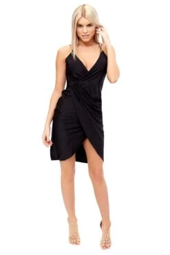 Lilith - Black Cami Gathered Wrap Dress -Deals Sarto View Store missg.dec .2.20162163 1