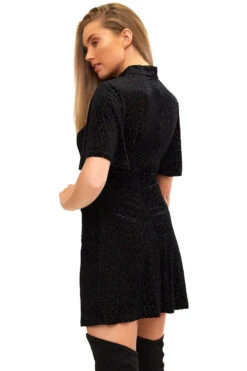Jocelyn - Black Velvet Leopard Print Shift Dress -Deals Sarto View Store missg.dec .201717849