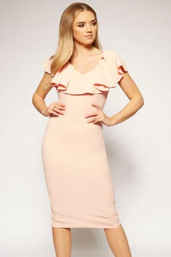Antoinette - Pale Pink Frill Off The Shoulder Bodycon Dress 8 Antoinette - Pale Pink Frill Off The Shoulder Bodycon Dress -Deals Sarto View Store missg.feb2 .201821205 1