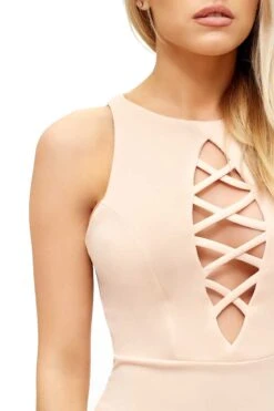 Ciara - Nude Lace Up Front Mini Dress -Deals Sarto View Store missg.jun .20179920