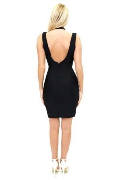 Hilary - Black Crossover Choker Neck Body-con Dress -Deals Sarto View Store missg.mar .20174370.1566223337
