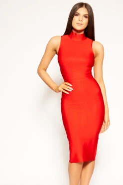 Shelbie - Red High Neck Bandage Midi Dress -Deals Sarto View Store missg.march .201947576