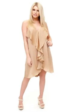 Francessia - Gold Frill Shift Dress -Deals Sarto View Store missg.may .20177548